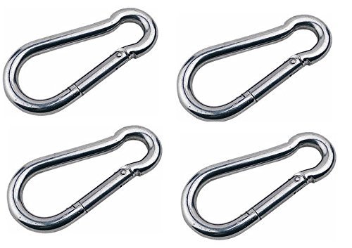 Marine Part Depot Four Stainless Steel Carabiner Spring Snap Links 3-1/8