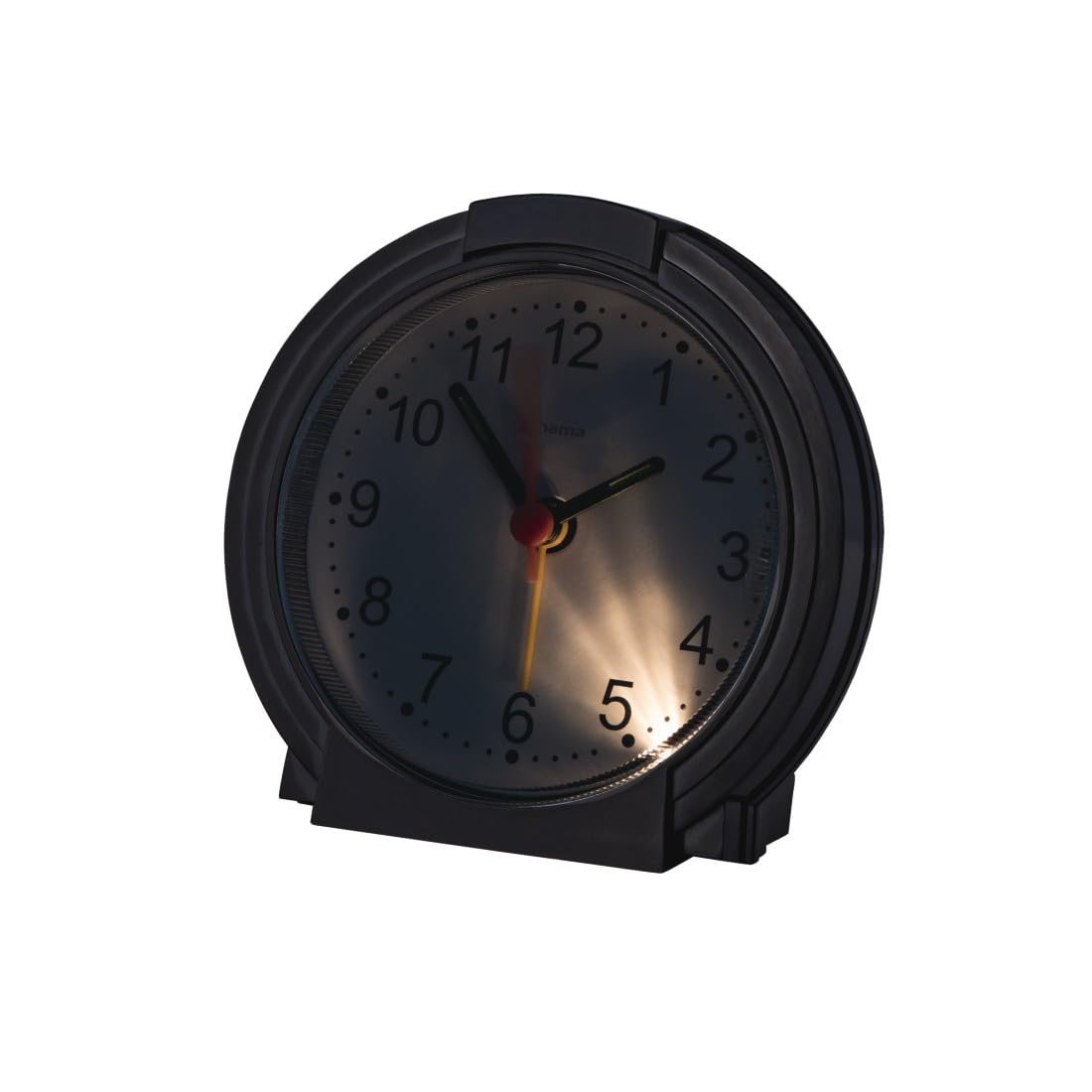 Hama | Reloj Despertador analógico (Classic, Reloj Despertador de Mesa, Silencioso, Agujas Fluorescentes) Negro