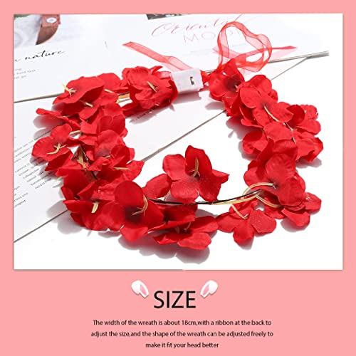 Werhonton Light Up Flower Crown Headband Led Floral Hairband Festival Glowing Garland Hair Accessory For Women And Girls(1Pcs (Red) #TOP3