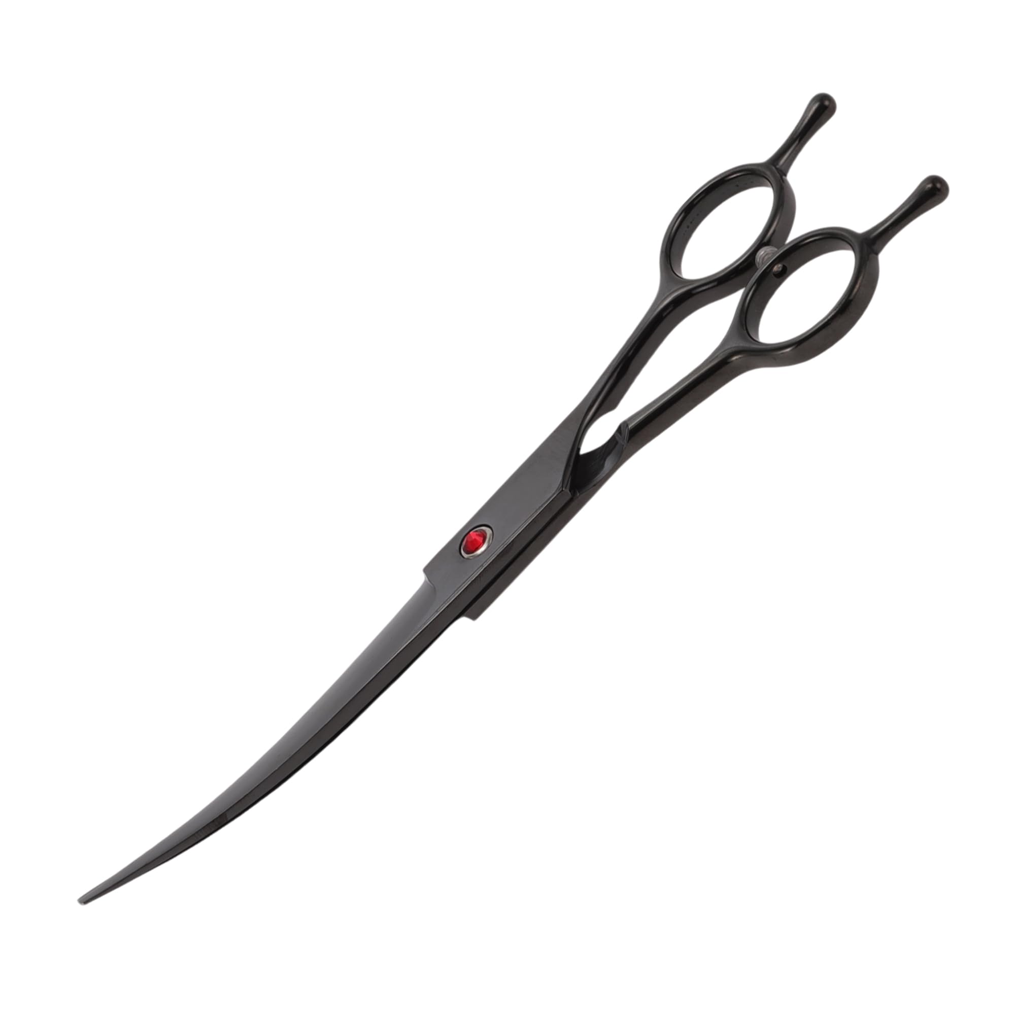 RENEWREVITAL Dog Grooming Scissors, with Ergonomic Handle, Pill Popper for Cats, Upper Bend Shears, Stainless Steel Curved Shears for Dogs Cats, Black, 7.5inch