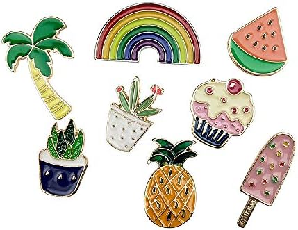8PCS Cute Cartoon Enamel Brooch Lapel Pins Summer Plant Fruits Foods Badges for Clothes Bags Backpacks Hat Décor by CSPRING