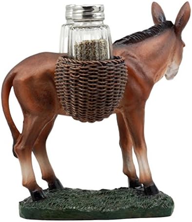 Miniatura 4 de Ebros - Alforjas rústicas de animales de granja de burro con figuras de especias, salero y pimentero, decoración de cocina, centro de mesa,