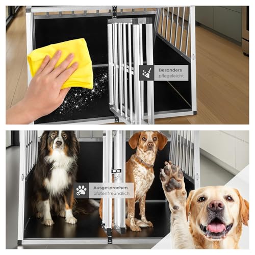 tectake® Hundebox trapezförmig Auto oder Hundebox für Zuhause, Aluminium Hundetransportbox (Double, 104 x 90,5 x 69 cm)