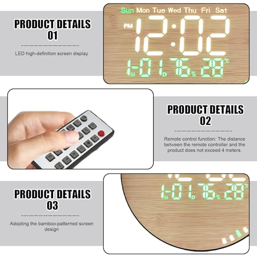 Horloge numérique murale LED avec télécommande pour grand salon - 4