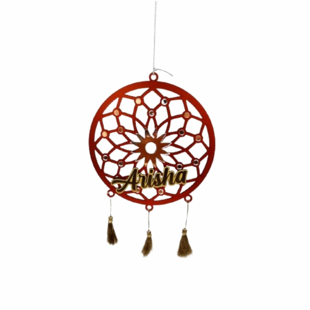 Artician Gifts Personalized Name Dreamcatcher for Kids Custom Wooden Wall Hanging Decor with Tassels |Unique Gift for Nursery, Bedroom, Baby Shower |Hanging Ornament with Name for Girls (8 X 8 inch)-image-47