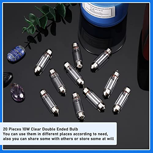 20 Pieces Xenon Festoon Light Bulb Clear Double Ended Festoon Bulb Marine Festoon Bulb 12V Standard Miniature 6411 Bulb For Mantel, Shelves, Bookcase, Refrigerator, Car Tail Light, Dome Light (10W) #TOP4