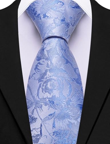 Image of Barry.Wang Floral Ties for Men Flower Necktie with Tie Clip Formal