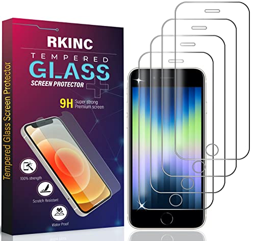 RKINC Protector de pantalla [4 Paq] para iPhone 5, iPhone 5S, iPhone 5C, película de vidrio templado, 0.33 mm [Garantía de por vida] [Anti-rasguño] [Anti-rotura] [Sin burbujas]