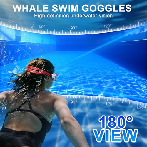 Image of Whale Swim Goggles, HD Anti-Fog Goggles, Unisex | 100% UV Protection | Anti-Fog Design Clear Wide-Angle Underwater View