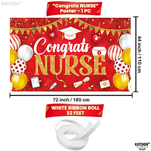 Image of Katchon, Red and Gold Congrats Nurse Banner - 72x44 Inch | Nursing Graduation Decorations 2026 Class Of 2026 Graduation Nurse Banner for Nurse Party Decorations Graduation Party Supplies 2026