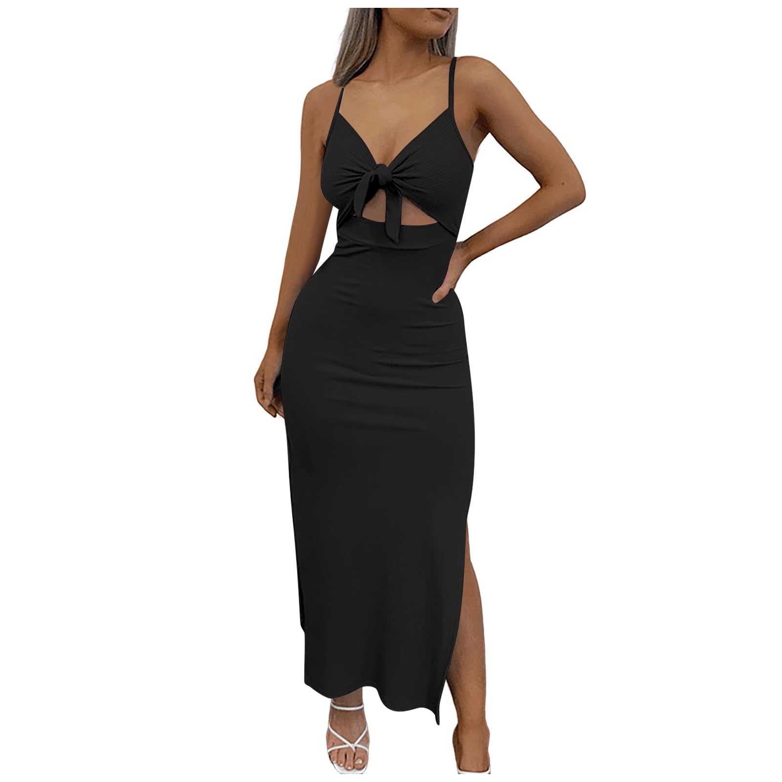 Vestido Negro Verano Mujer Vestido Largo De Verano Con Estampado