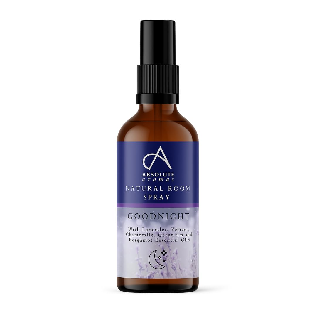 Absolute Aromas Goodnight Room Spray 100ml – Natural mist spray with Lavender, Vetiver, Chamomile, Geranium and Bergamot Essential Oils