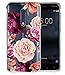Nokia 5 Case, Nokia 5 Case with Flowers, BAISRKE Slim Shockproof Clear Floral Pattern Soft Flexible TPU Back Cove for Nokia 5 (2017) [Purple Pink]