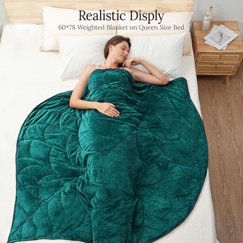 Image of Kaisa Weighted Blanket for Adults (20 lbs,60 inch x 78 inch), Soft Heavy Blanket Machine Washable, Queen Size Weighted Blankets with Glass Beads for Couch and Bed, Green