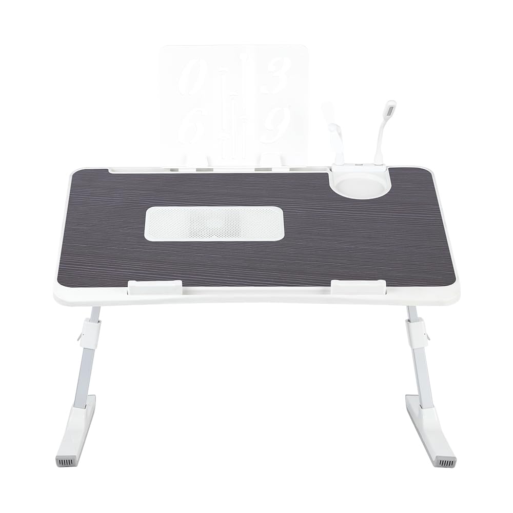 Supfine Table de Lit pour Ordinateur Portable, Support Réglable en Hauteur et Angle, avec Tiroir et Refroidisseur PC Intégré, Noir 60x40 cm