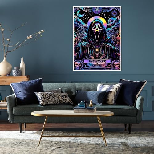 Image of Eiazuiks Halloween Stamping Cross Stitch Kit, Skull Halloween Counting Cross Stitch Kit for Adult Beginners, Full Line DIY Stitching Kit for Home Decor Cross Stitch Patterns 12x16 inches