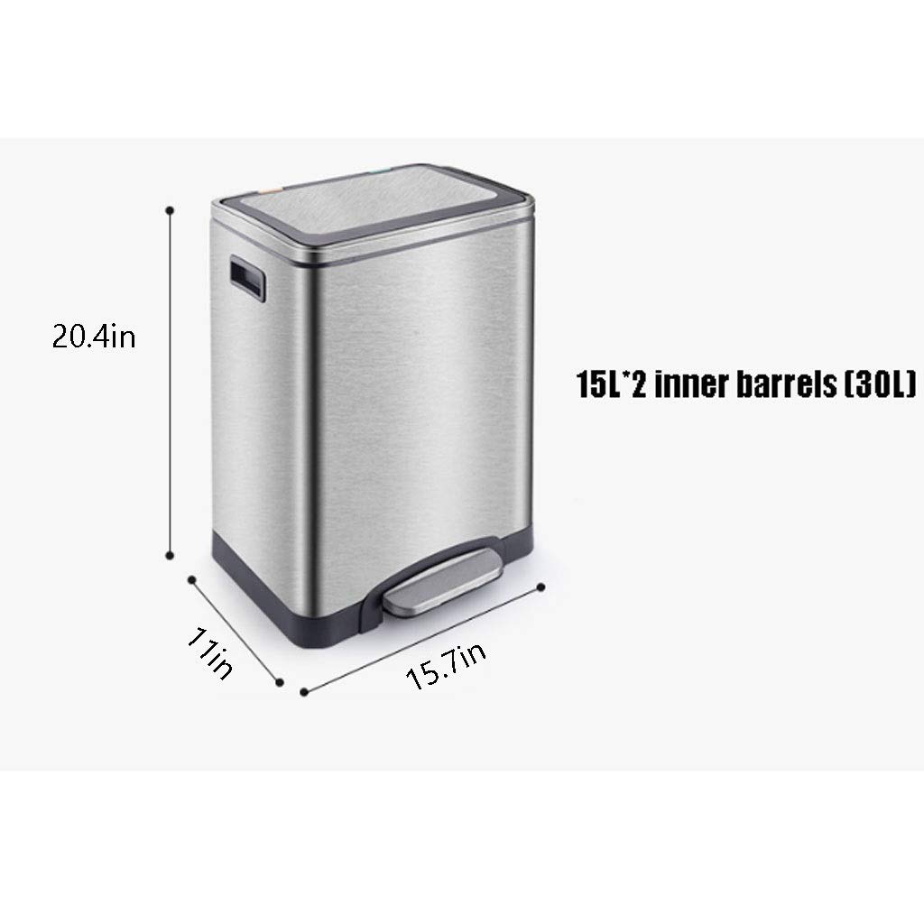Kosz na śmieci Double Recycling Box 48L|Fingerprint Protected Stainless Steel Box|Stainless Steel Tray Box|Premium Plastic Cover|2 X 24L Removable Compartment,Separable Waste And Easy Recycling do seg