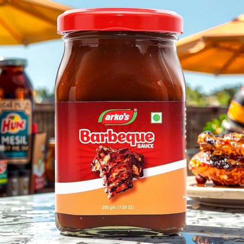 Image of ARKOS | Homemade Barbeque Sauce 200gm | 100% Natural Ingredients | No Artificial Flavours & Color | Butter, Garlic, Sugar, Mustard, Date | Deep Hickory Notes | Use it as a Smoky slow-cook Marinade or Dipping Sauce