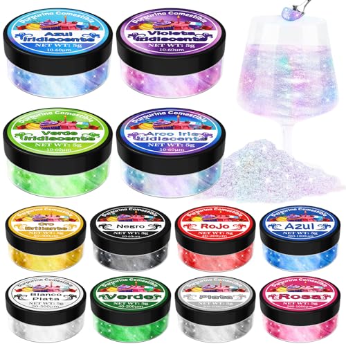 Purpurina Comestible - 12 Colores Purpurina Comestible Reposteria (5g Cada Uno), Glitter Comestible Reposteria, Colorante Alimentario Sin Olor, Ideal Para Chocolate, CóCteles, Fresas Y Pasteles.