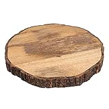GoCraft Wooden Round Cutting Board with Tree Bark Rim | 1.5