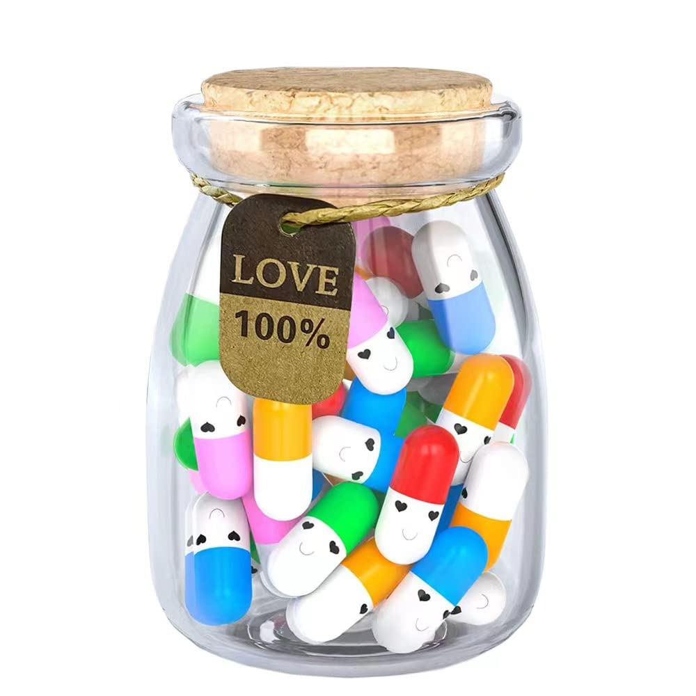 Qinsky Capsule Lettres Message Dans Bouteille DIY,199 Pcs Lettres Capsule Message Capsule Message Smile Face Gélules Message Petites Lettre Capsule Message Couleur Pilule Pour Cadeau Festivals