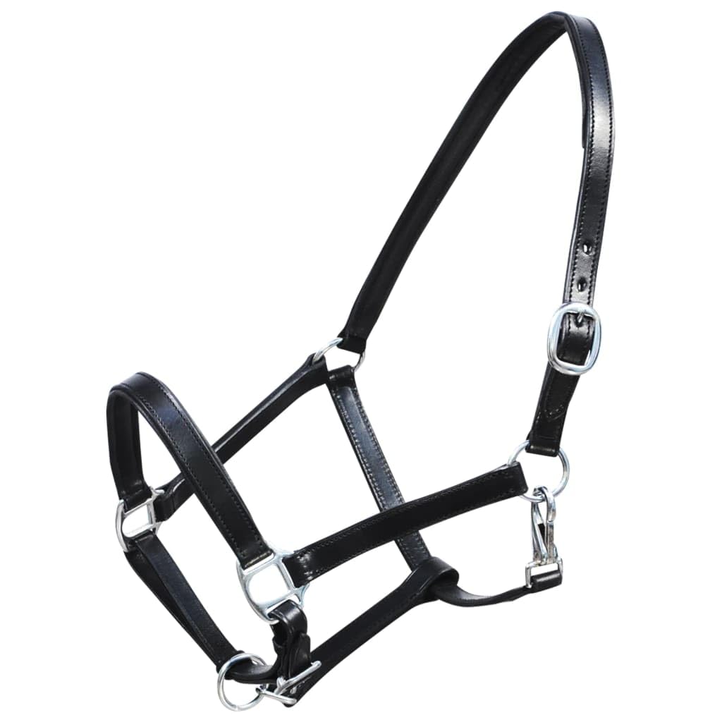 Este artículo - Cabestro de cuero auténtico ajustable negro pony-Nice