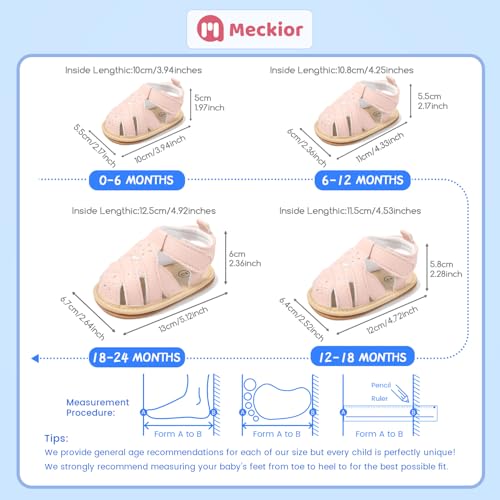 Image of Meckior Baby Toddler Infant Girls PU Leather Soft Open Toe Summer Sandals Flower Princess Flat Shoes