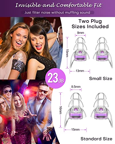 2 Pairs High Fidelity Concert Ear Plugs, Silicone Hearing Protection Earplugs, Noise Reduction Music Ear Plugs For Concerts, Musicians, Festival, Dj’s, Nightclub, Drummers And Raves Party - 23Db #TOP3