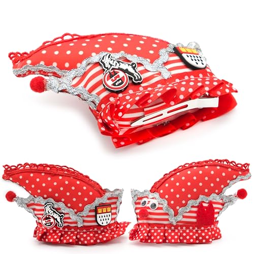 Makotex 1. FC Köln Haarclip Krätzchen Schiffchen Dom Hütchen Clown Karneval Fasching Party Haarclip für Fuballfans, Kölner, Karneval- und Faschingfeiernde, Unisex-Erwachsene, Unisex-Kinder, Rot