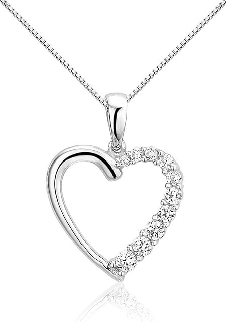 Montebello Rafflesia Necklace 925 Silver Rhodium-Plated Heart 18 x 25 mm 45 cm