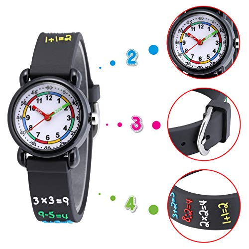Image of Jewtme Cute Toddler Children Kids Watches Ages 3-8 Analog Time Teacher 3D Silicone Band Cartoon Watch for Little Girls Boys