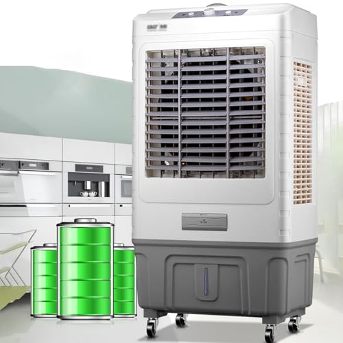 Przenośna klimatyzacja,Przenośny wentylator chłodzący z kółkami, parownik do domu i biura. 3-stopniowa regulacja prędkości, oscylacja 120°. Energooszczędny nawilżacz powietrza do suchego kli