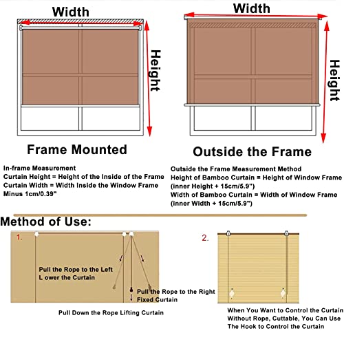 Natural Bamboo Roller Blinds Customizable Wide 45 50 55 60 65 70 75 80 85 90 95 100 105 110 115 120 125 130 135 140 145 150 155 160 165 165 170 175 Bamboo Window Blinds With Lift Anti-UV Roman Blinds - Image 6