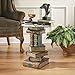 Design Toscano Stacked Volumes Vintage Book Decor End Table with Glass Top, 18 Inches Diameter, 20 Inches Tall, Handcast Polyresin, Rustic Multicolored Painted Finish