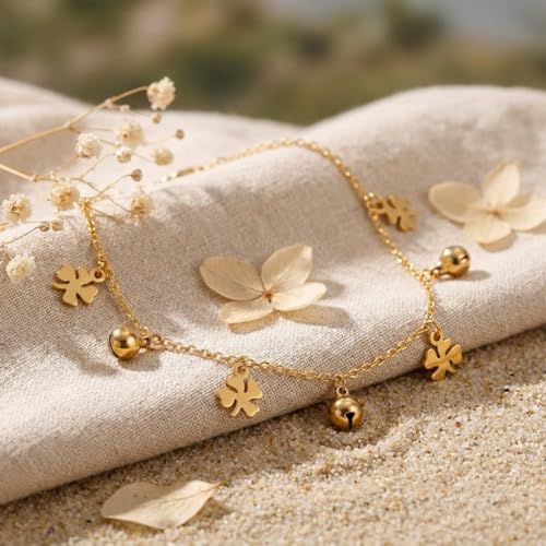 Image of Dainty Gold Shell Pearl Charm Ankle Bracelet for Women Trendy non-Tarnish Adjustable Anklet Summer Beach Fashion Jewelry Gift