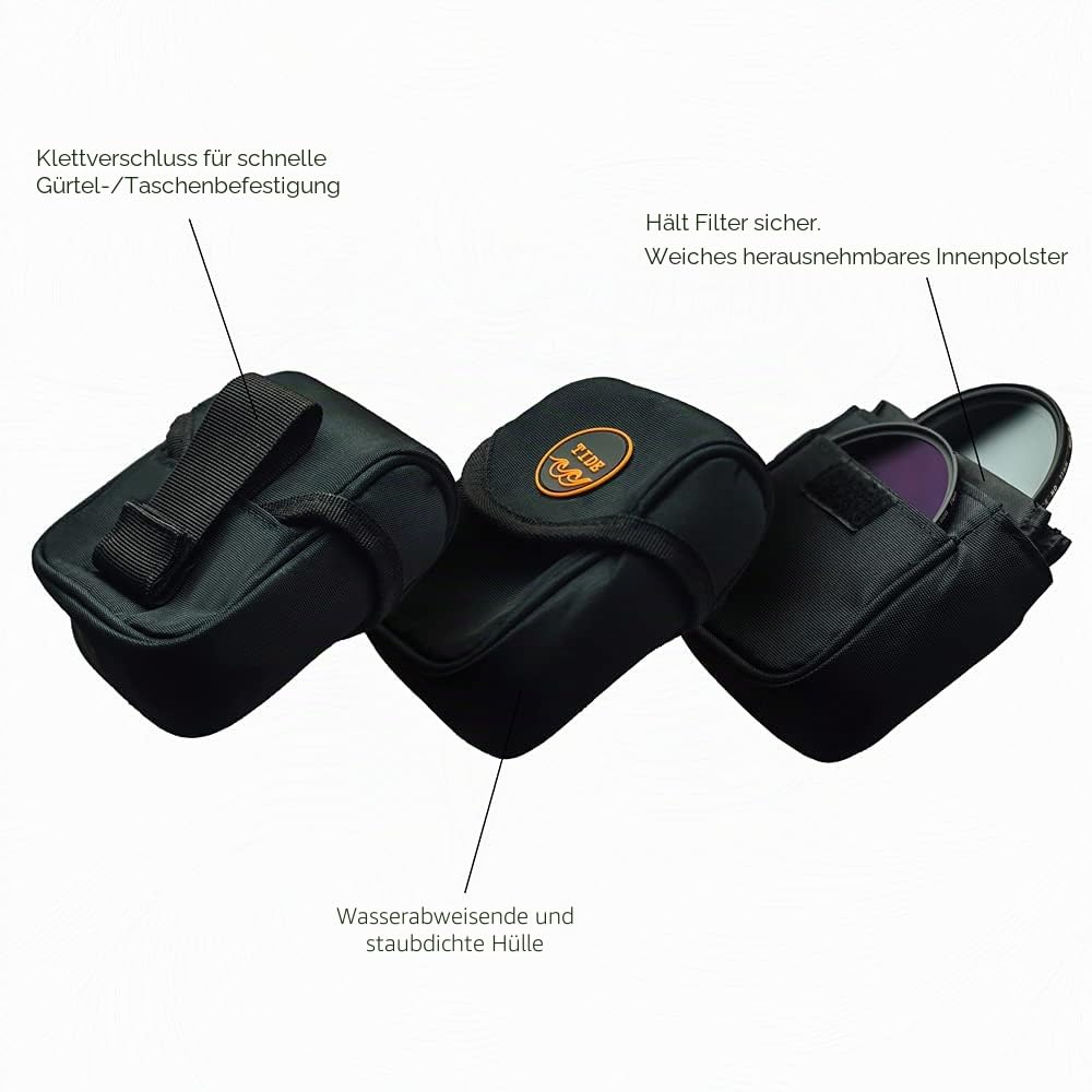 Tide Optics Linsenfilterbeutel | Hält 5 Filter bis zu 86 mm | Wasser- und staubabweisende, langlebige Schutzhülle mit herausnehmbarem Innenfutter