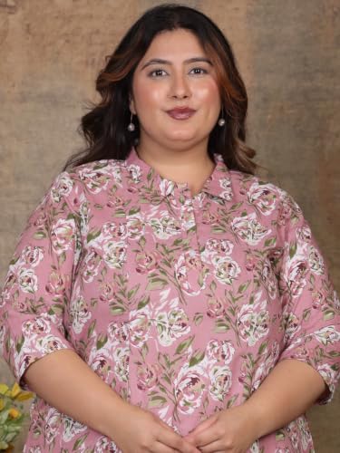 Image of NISHIRE Women's Cotton Floral Co-ord Kurta Set, Plus Size Stylish Ethnic Wear Set