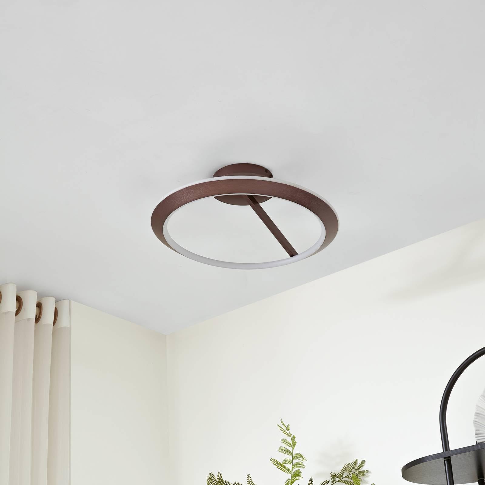 Lucande Plafoniera LED dimmerabile (Moderno) colore Marrone, in Metallo ad es. Soggiorno & Sala da pranzo lampadina inclusa lampada plafoniera