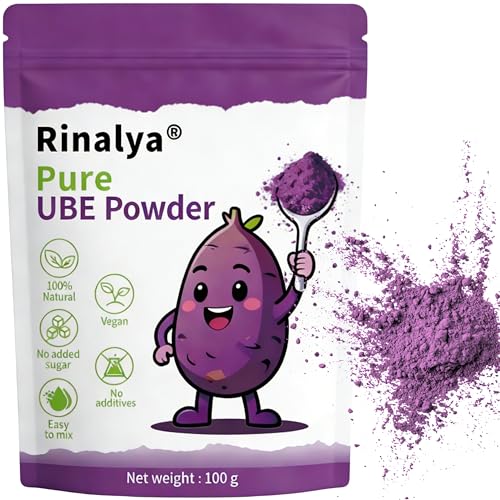 RINALYA® Poudre d'Ube 100G - 100% Igname Violet Premium (Dioscorea alata) - Origine Philippines - Région d'Urdaneta - 100% Naturelle & Vegan - Marque Française