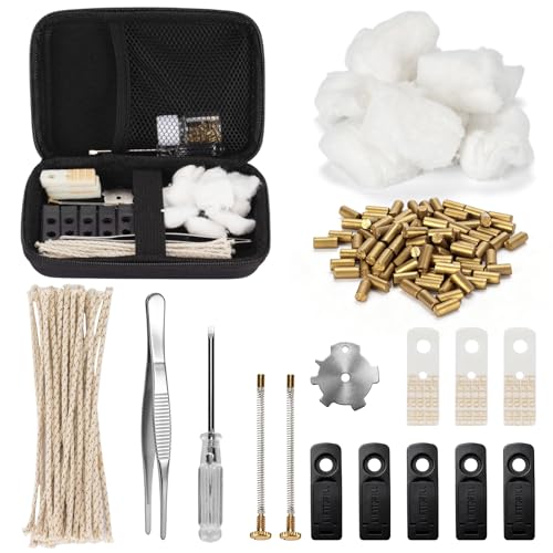 Lighter Repair Kit Complete Replacement Parts Set with Felt Seals Flint Wick Cotton Tweezers Maintenance Tool for Vintage Fluid & Petrol Lighters