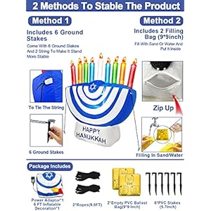 Turnmeon6footinflatablehanukkahmenorahdecorationswithledlights6stakes2tethers2weightbagschanukkahhanukkahmenorahblowupdecorationsoutdoorindooryardgardenlawnhomeparty  Urban Country Home Decor Turnmeon 6 foot inflatable hanukkah menorah decorations with led lights 6 stakes 2 tethers 2 weight bags chanukkah hanukkah menorah blow up decorations outdoor indoor yard garden lawn home party  urban country home decor