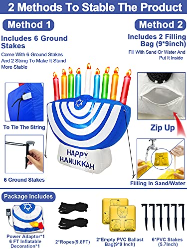Turnmeon6footinflatablehanukkahmenorahdecorationswithledlights6stakes2tethers2weightbagschanukkahhanukkahmenorahblowupdecorationsoutdoorindooryardgardenlawnhomeparty  Urban Country Home Decor Turnmeon 6 foot inflatable hanukkah menorah decorations with led lights 6 stakes 2 tethers 2 weight bags chanukkah hanukkah menorah blow up decorations outdoor indoor yard garden lawn home party  urban country home decor