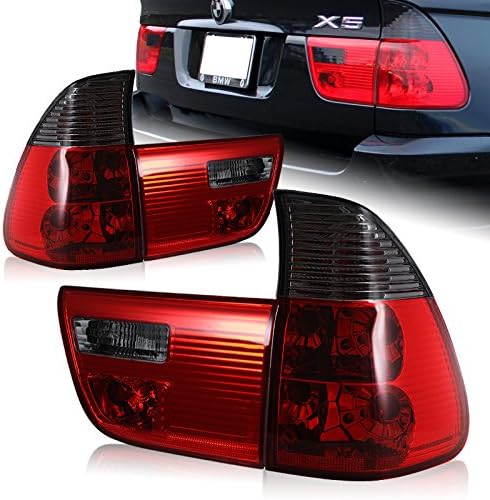 EPARTS Red/Smoke Lens Rear Tail Stop Signal Brake Light Rear Tail Lamps Pair Fit For 2000-2006 BMW E53 X5 4-Door Sedan