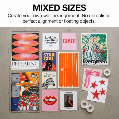 Image of 15 Piece Abstract Aesthetic Poster Set | 300 GSM Multi-Sized Wall Posters with Adhesive Tape | Modern Art, Graphic & Colorful Prints for Bedroom, Room Decor, Home Decor, Living Room & Wall Art