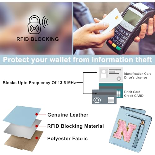 Image of Birthday Gifts for Teen Girl Kids Wallet Little Girl Wallets | Small Initial Kid Wallet for Girl Rfid Wallet Preppy Stuff Gifts for Girls 8-12 Blue N