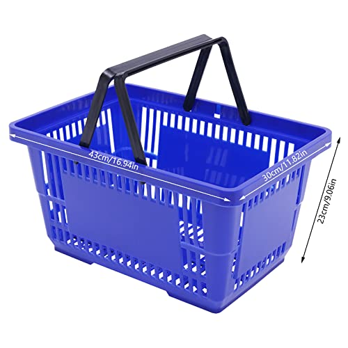 Vpabes 12Pcs Blue Plastic Shopping Baskets With Handles, Portable Retail Baskets Grocery Baskets With Handles,21L Hand Shopping Baskets Set For Stores thumb #2