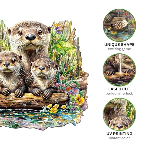 Jigfoxy Wooden Puzzles for Adults, Otter Wood Puzzle for Adults, Unique Animal-Shaped Wooden Jigsaw Puzzle, Christmas Thanksgiving Gifts for Puzzle Lovers, Family and Friends (S-8.5 * 8.1in-100pcs) - Image 4