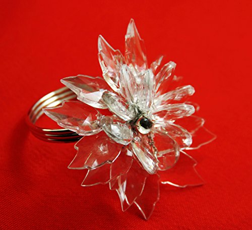 Quaeas Qn16102502 Clear Crystal Flower Napkin Ring,Wedding Napkin Ring, 12 Pcs Set #TOP1
