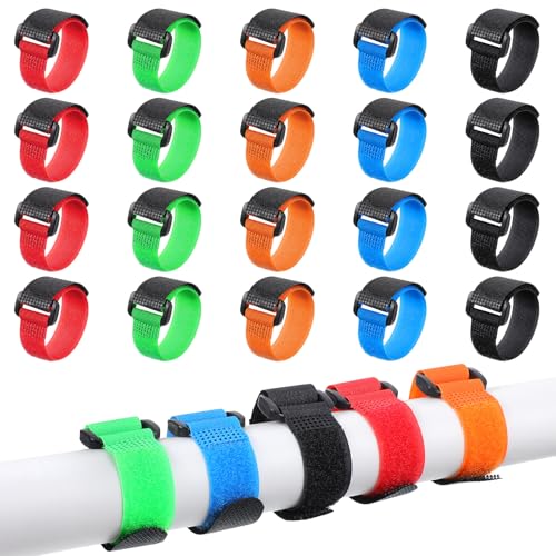 Nogeqi 20 Pzs Correas para Cañas de Pescar, Correas Coloridas para Organizar y Proteger Cañas de Pescar, Correas de Cinturón para Cañas de Lanzar y Mosca, 5 Colores