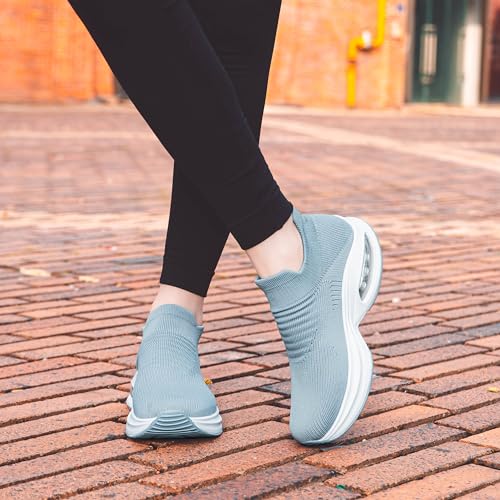Image of DOUSSPRT Womens Walking Shoes Slip on Sock Sneakers Lady Girls Nurse Mesh Air Cushion Platform Loafers Fashion Casual
